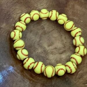 New girls yellow red stretchy softball bracelet lightweight